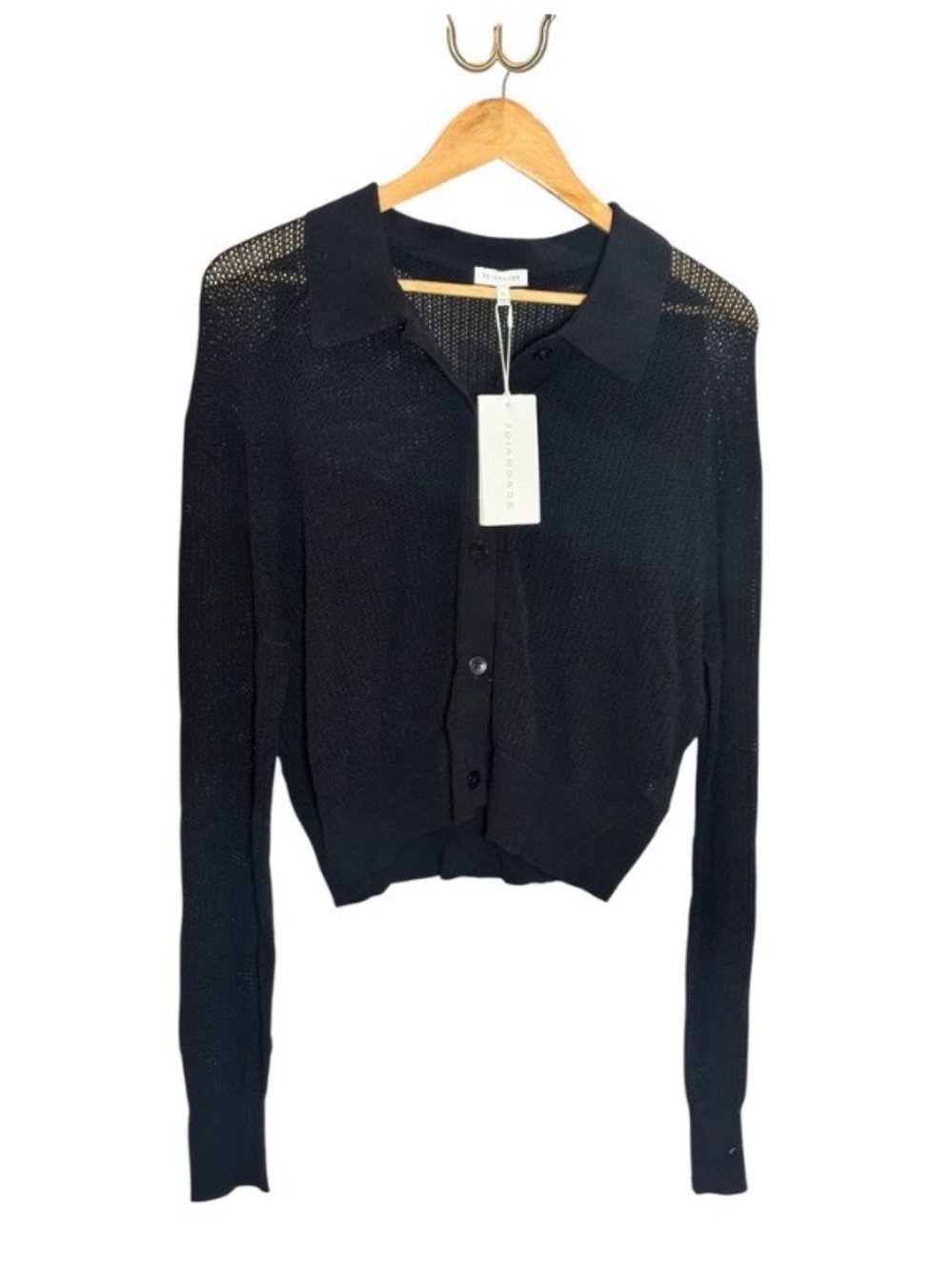 7 Diamonds Black Lightweight Button-Front Cardigan Sweater